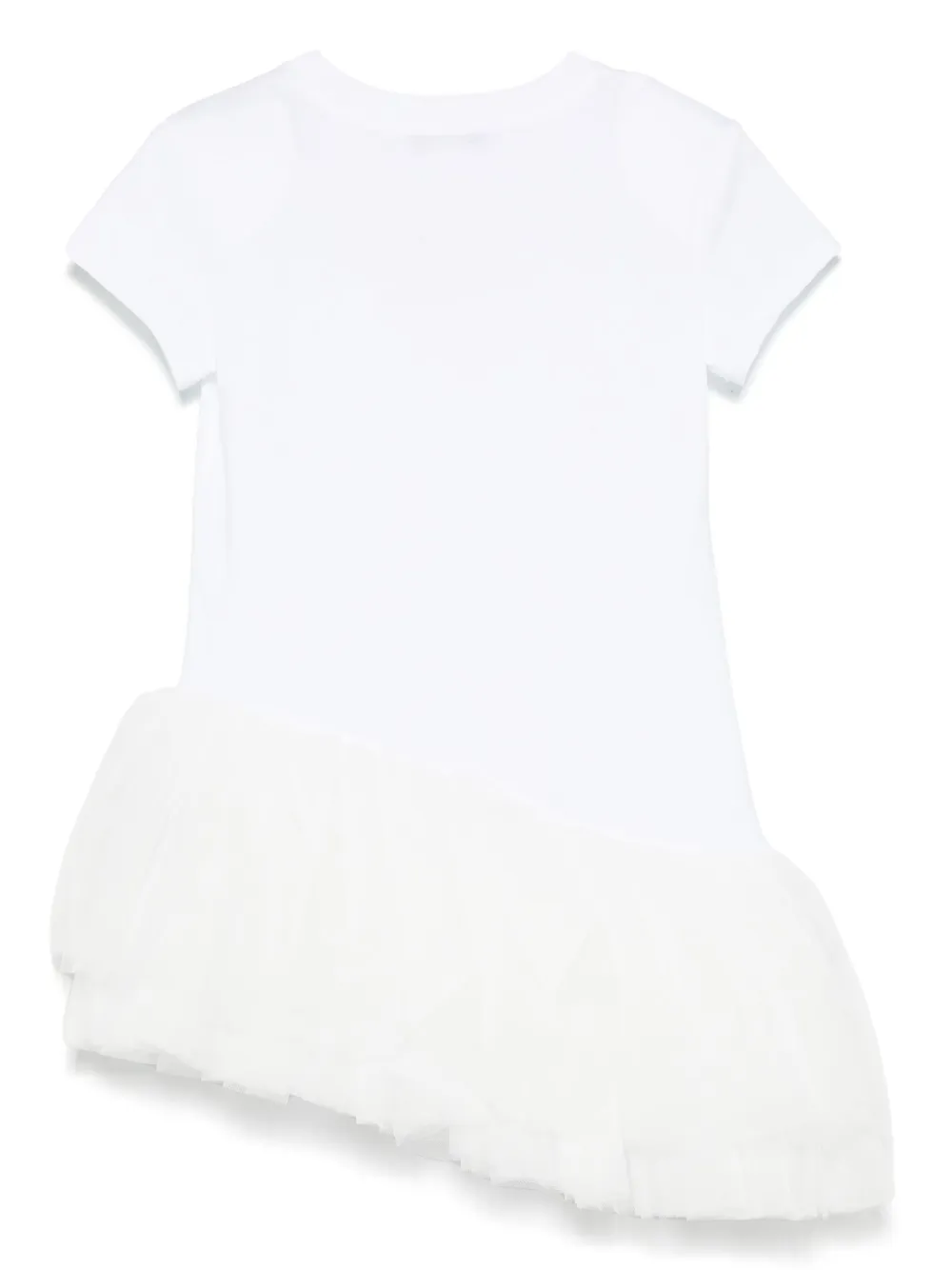 Balmain Kids Asymmetrische jurk met geborduurd logo Wit