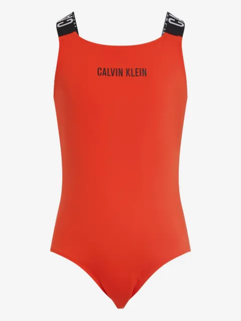 Calvin Klein Kids 로고 프린트 원피스 수영복