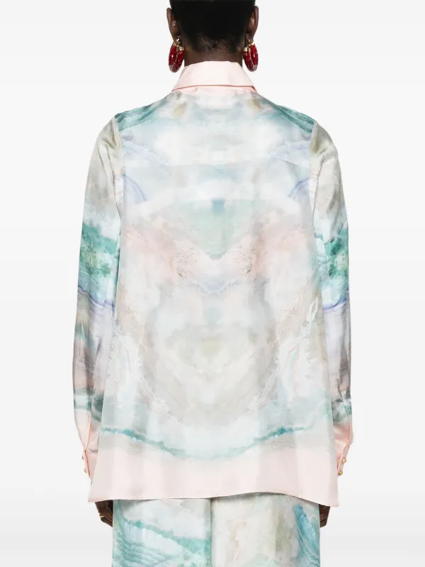 Tシャツ・カットソー ZIMMERMANN LIGHT BLUE TOP Zimmermann - Blue Denim Shirt | Mitchell Stores