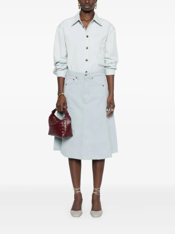 victoria beckham denim dress Denim Frayed Hem Dress