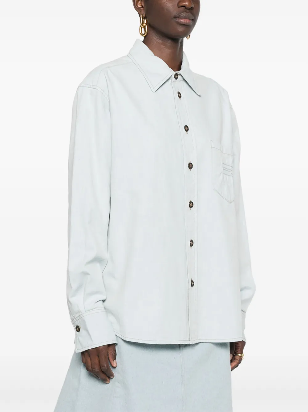 Victoria Beckham T-shirt met logo-reliëf Blauw