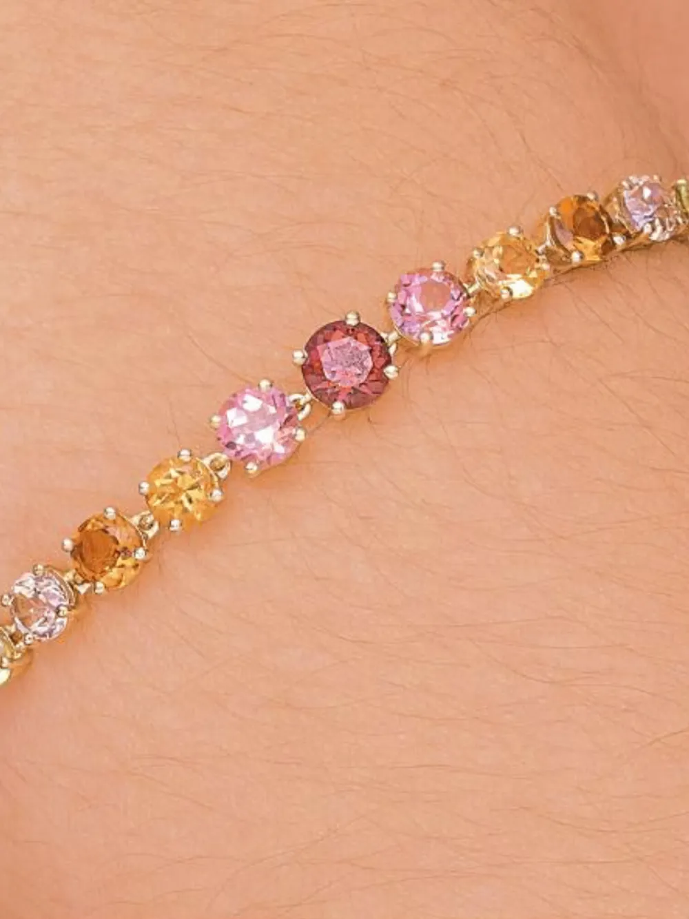  Brumani 18k Yellow Gold Looping Colours Multi-stone Bracelet 