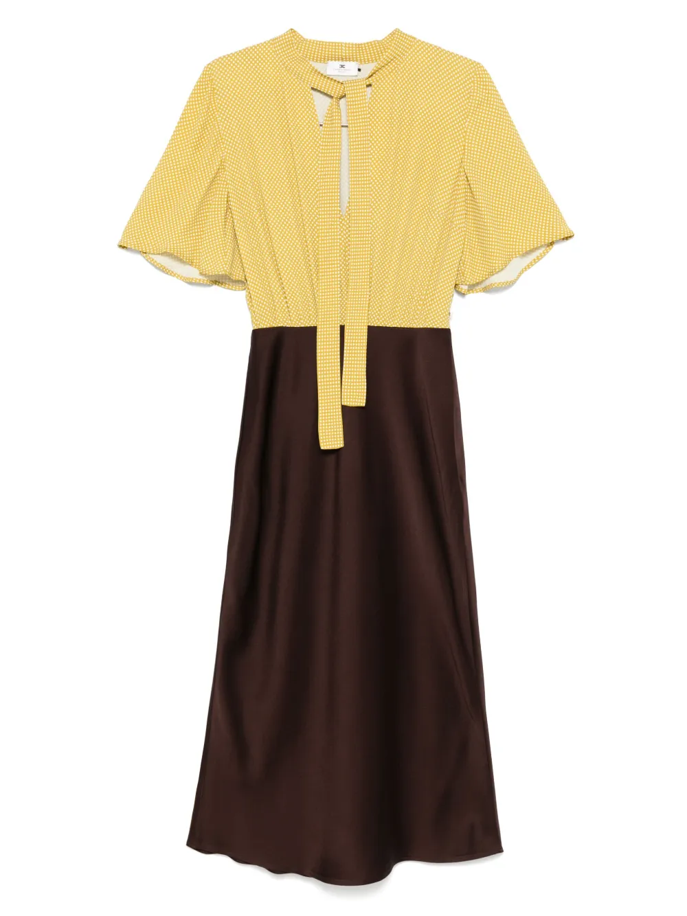 ELISABETTA FRANCHI POLKA-DOT GEORGETTE MIDI DRESS
