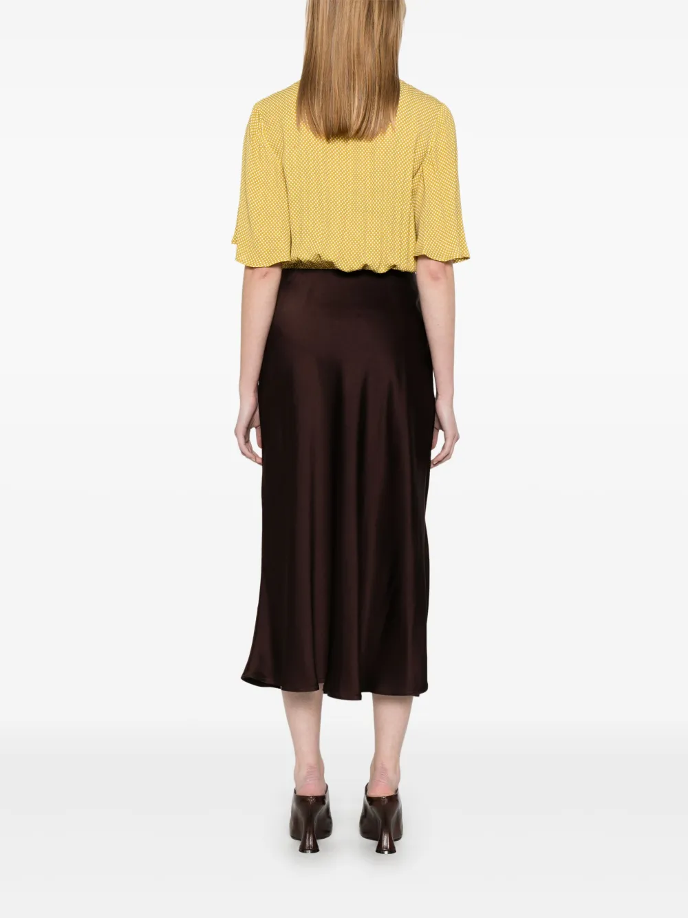 ELISABETTA FRANCHI POLKA-DOT GEORGETTE MIDI DRESS