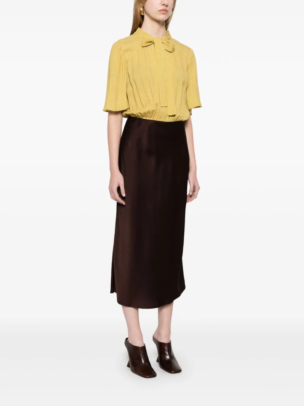 ELISABETTA FRANCHI POLKA-DOT GEORGETTE MIDI DRESS