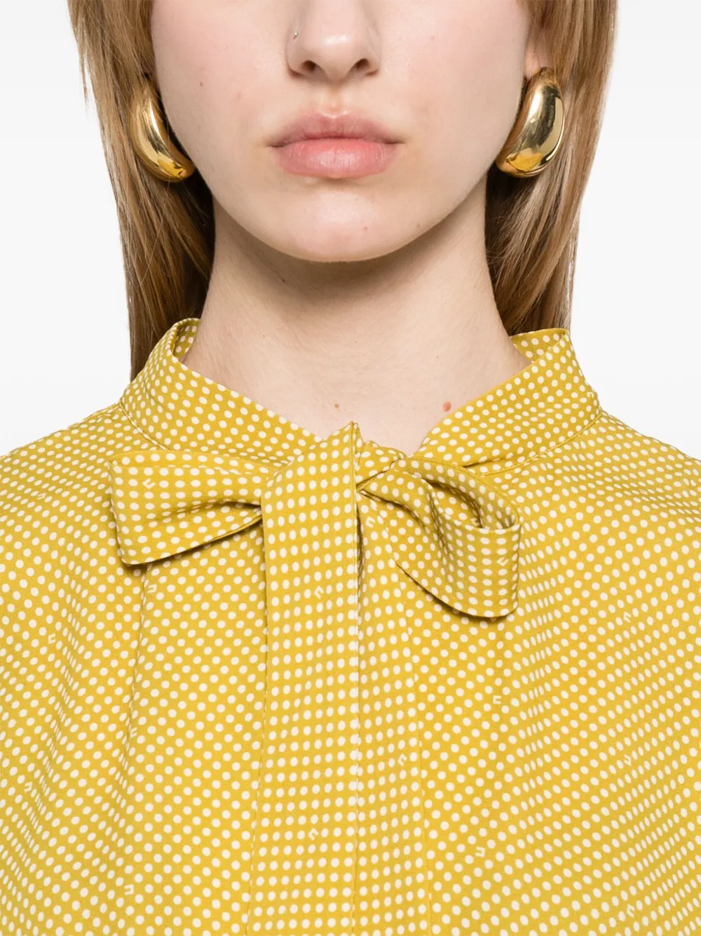 Shop Elisabetta Franchi Polka-dot Georgette Midi Dress In Yellow