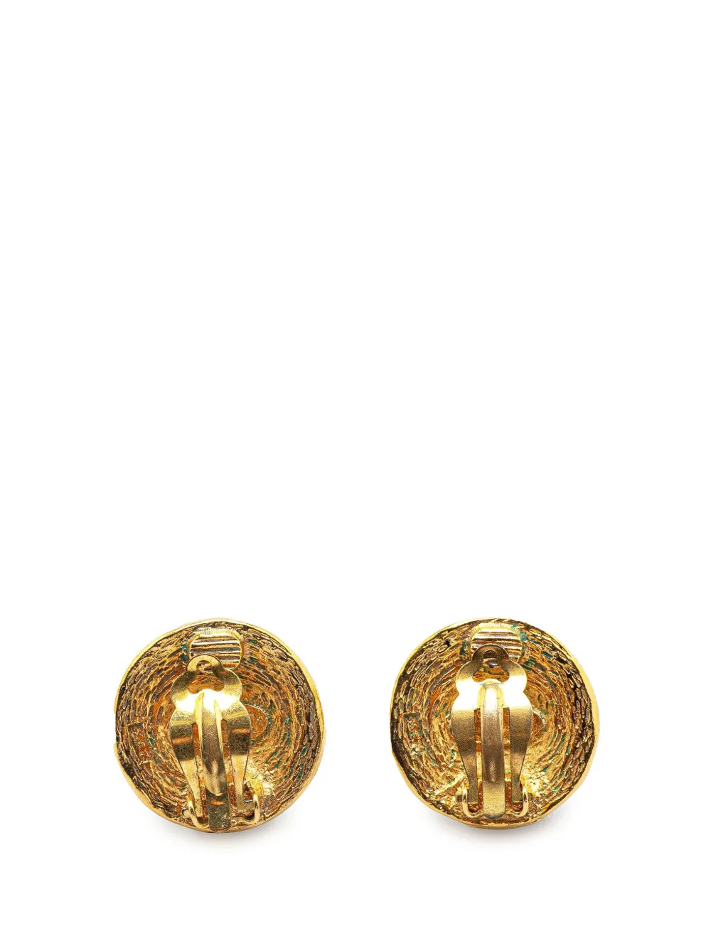 CHANEL Pre-Owned 1970-1980 Gold Plated CC Round Clip On Earrings costume earrings | Image 2
