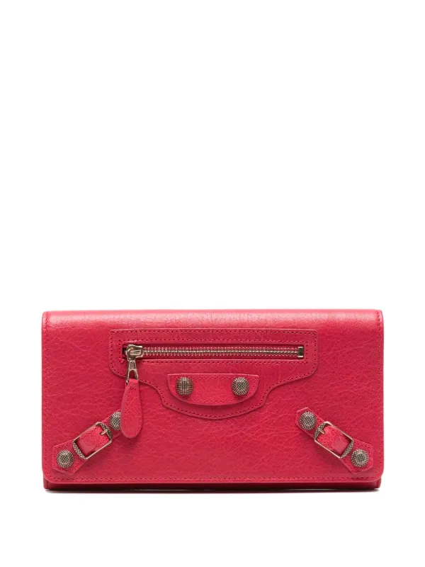 Balenciaga Pre-owned 2020s Leather Zip Wallet in Red