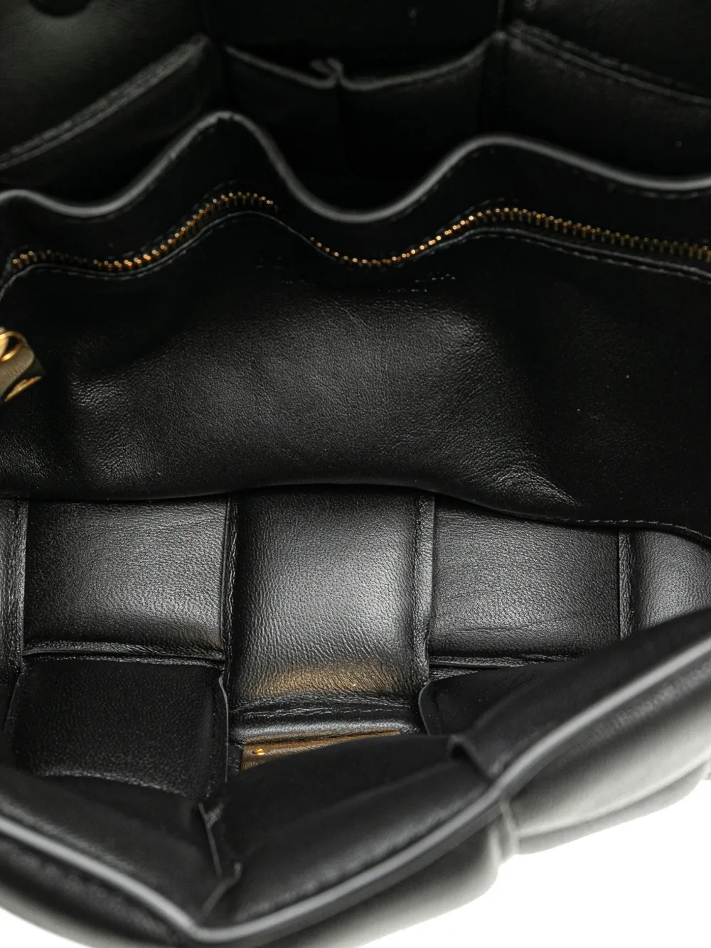 Pre-owned Bottega Veneta 2012-2024 Nappa Intrecciato Padded Chain Cassette Satchel In 黑色