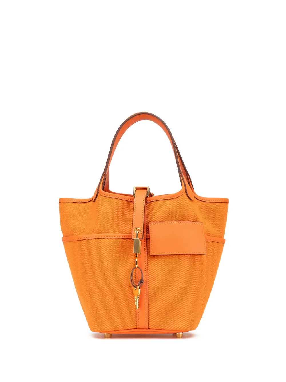 Hermès Pre-Owned 2022 トワル ゴエラン スイフト カーゴ ピコタン ロック 18 ハンドバッグ - オレンジ Hermès Pre-Owned 2022 トワル ゴエラン スイフト カーゴ ピコタン ロック 18 ハンドバッグ - オレンジ