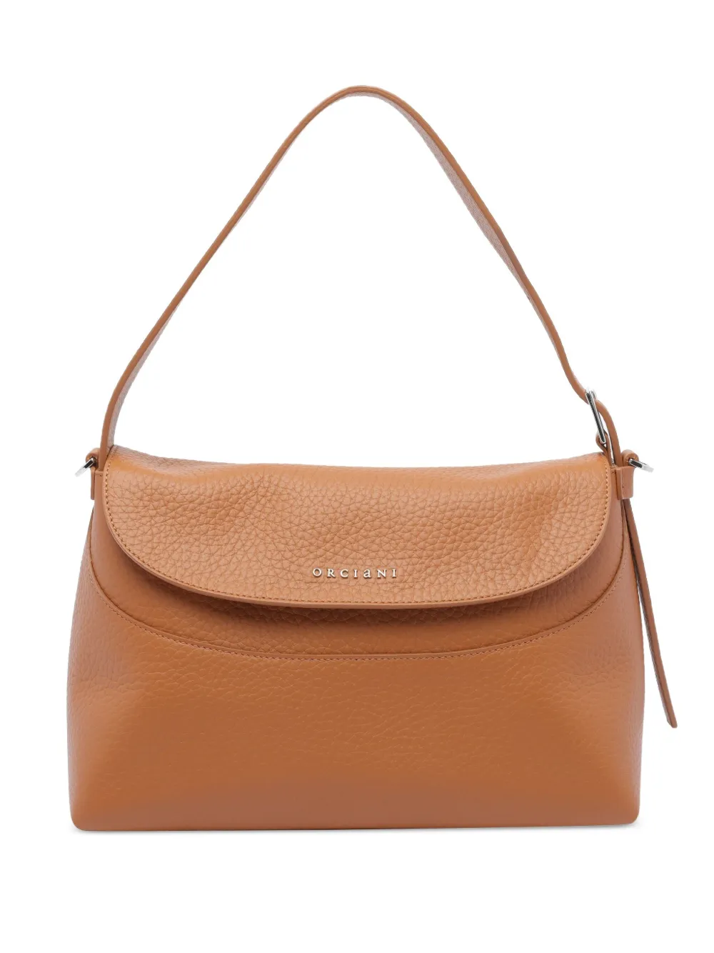 Orciani textured flap shoulder bag Bruin