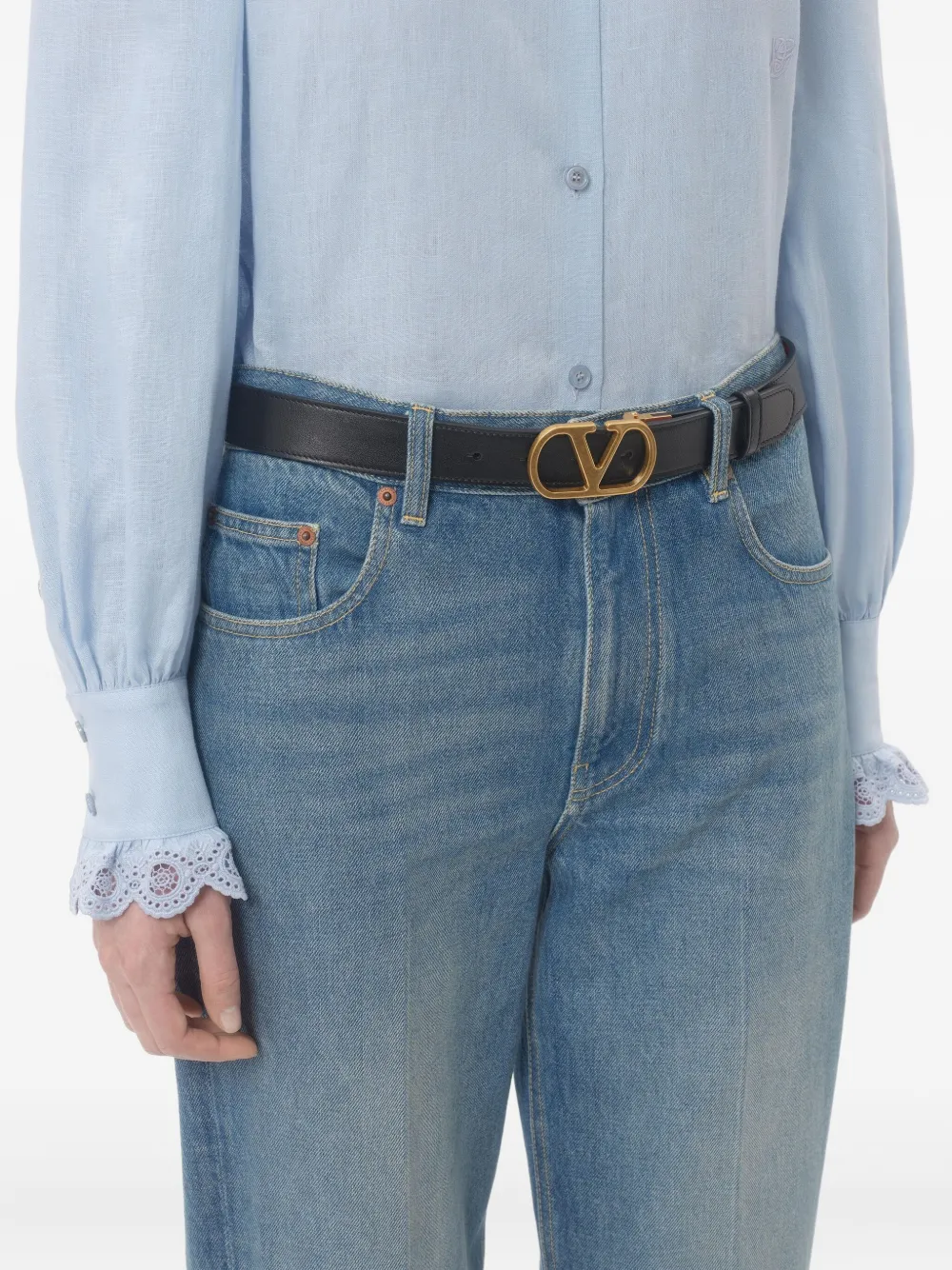 Valentino Garavani 30 mm VLogo Signature omkeerbare riem Zwart