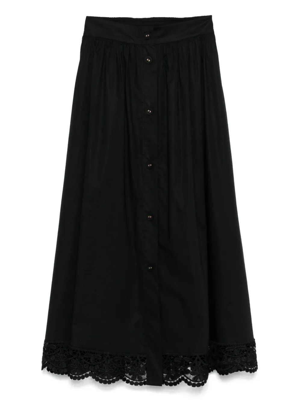lace-trim midi skirt