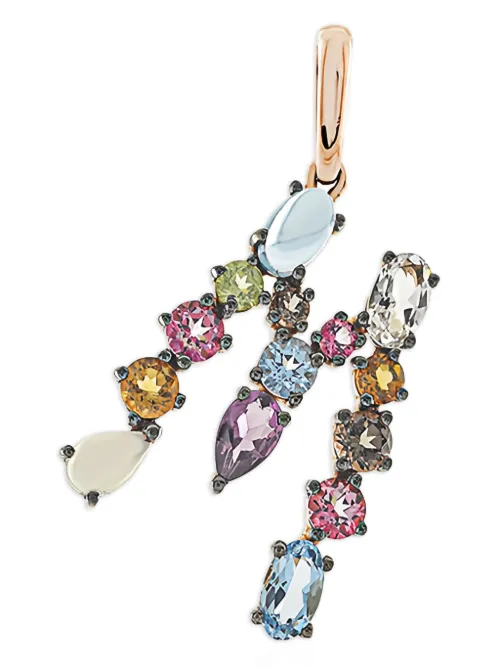 Pendentif M en rose 18ct serti de pierres variées - Brumani - Modalova