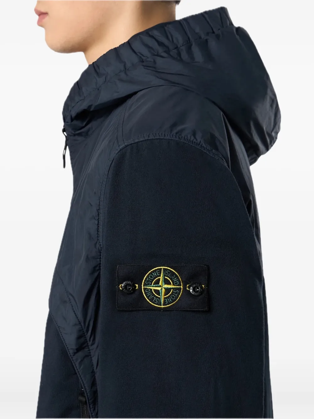 Stone Island Jack met capuchon en vlakken Blauw