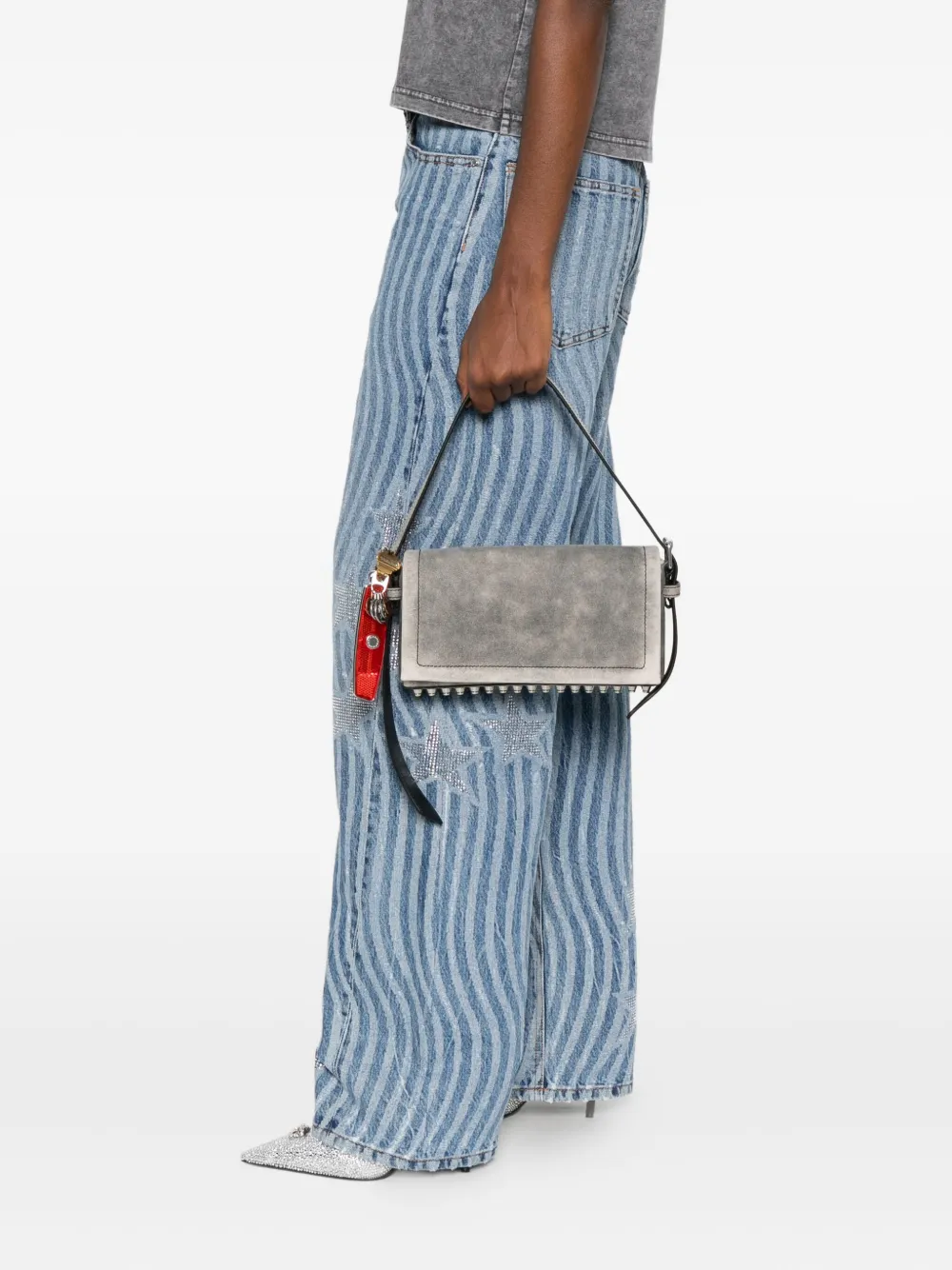 Alexander Wang studded flap shoulder bag - Grijs