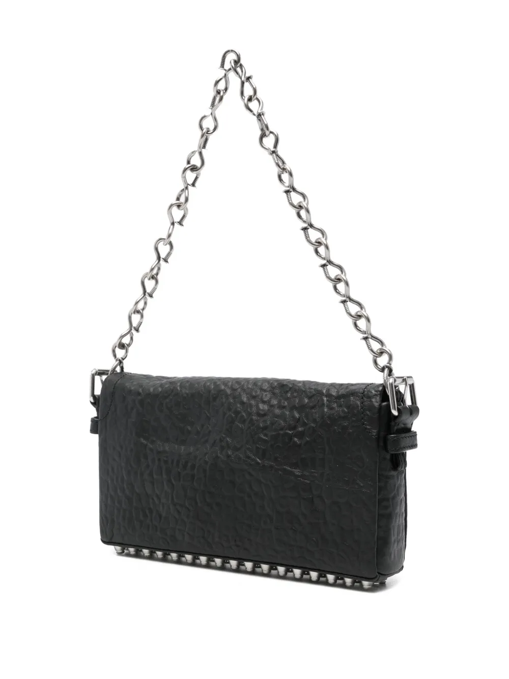 Alexander Wang Medium Ricco Crushed Leather Shoulder Bag In Black