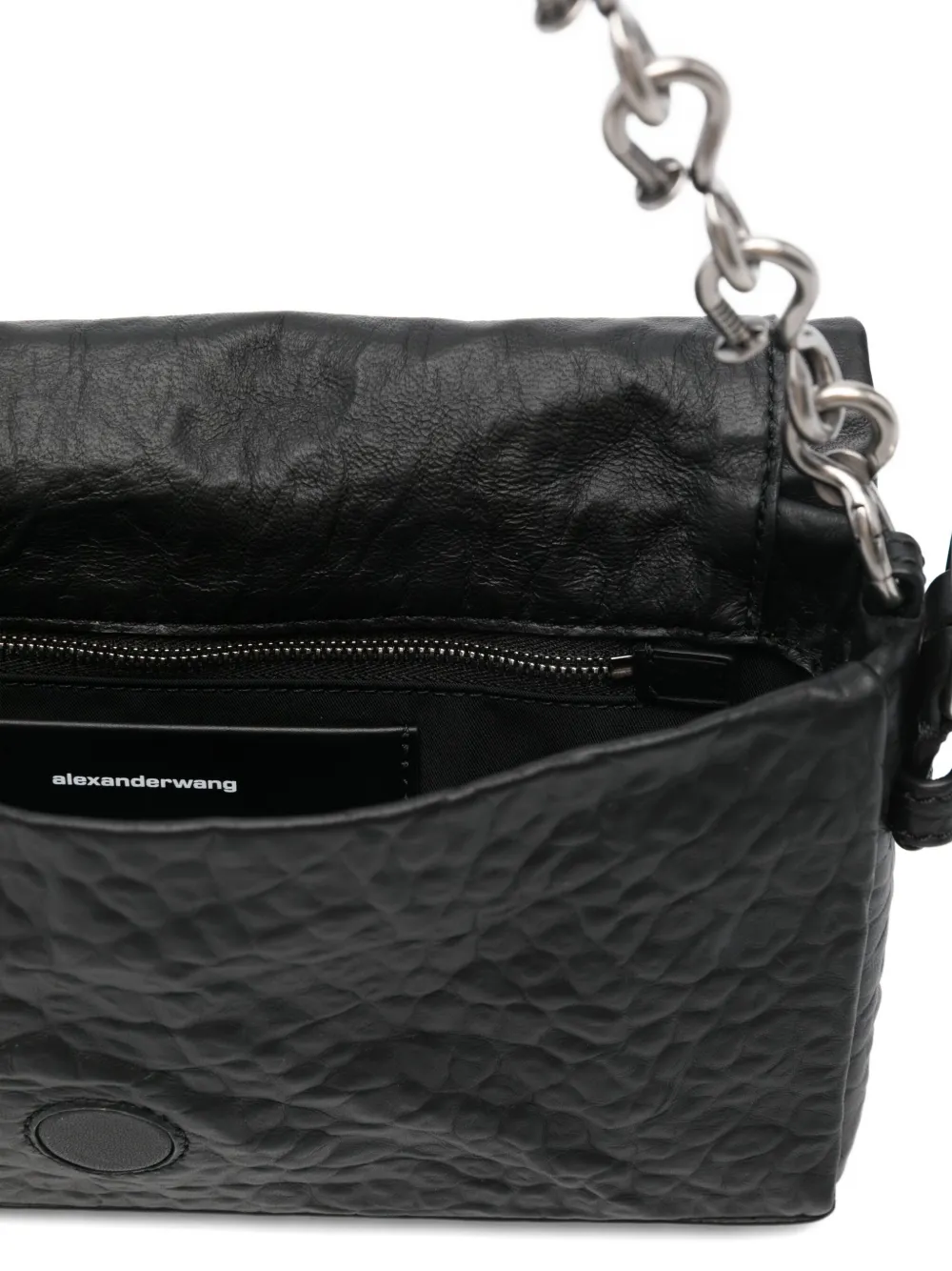 Alexander Wang Medium Ricco Crushed Leather Shoulder Bag In Black
