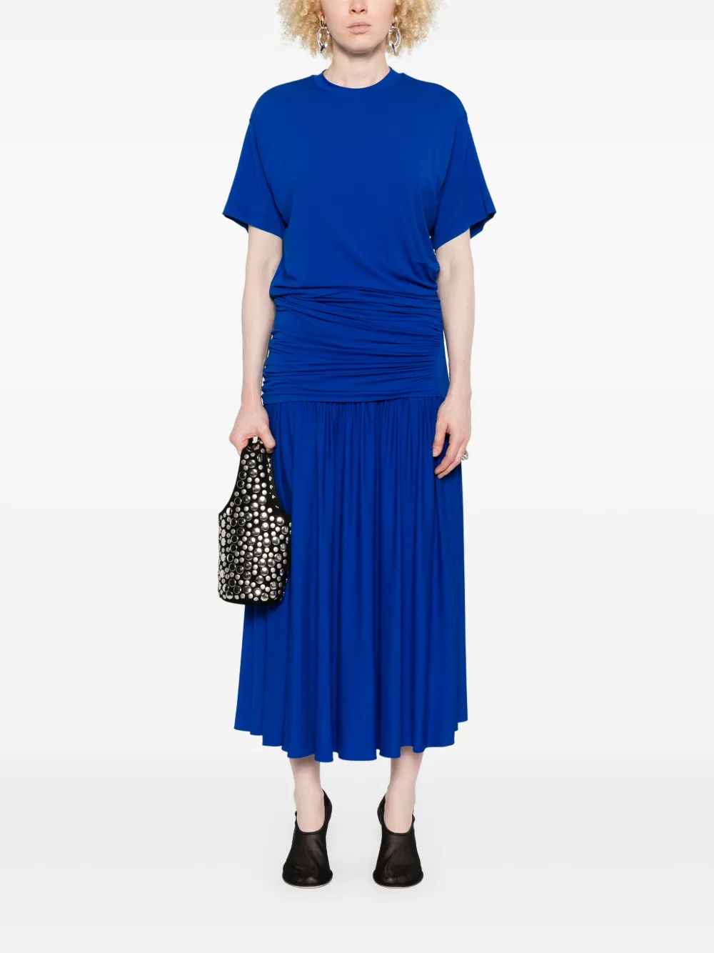 Ferragamo drop-waist draped midi dress - Blauw