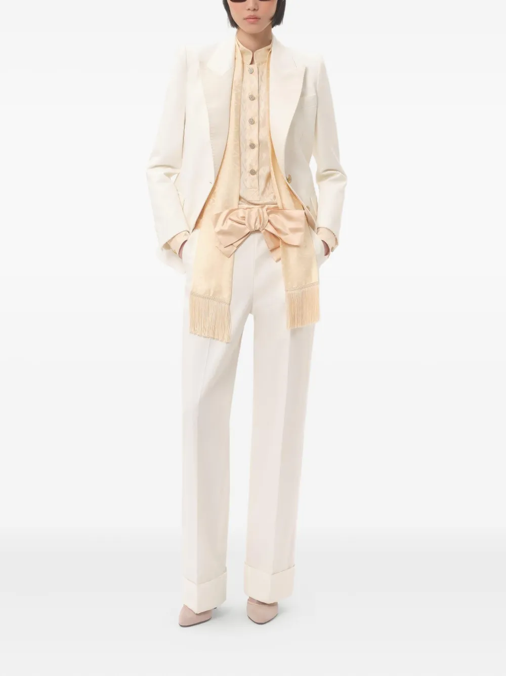 Valentino Garavani Linnen broek met diagonale print - Beige