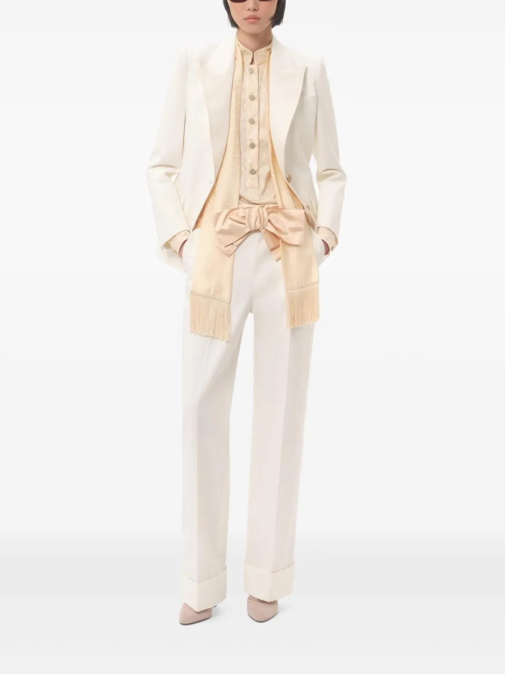 Valentino Garavani Linnen broek met diagonale print Beige