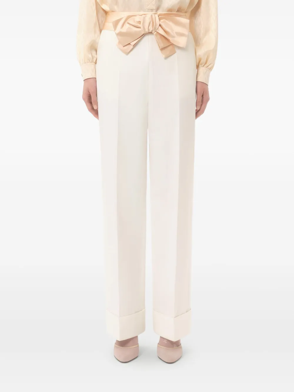 Valentino Garavani Linnen broek met diagonale print Beige