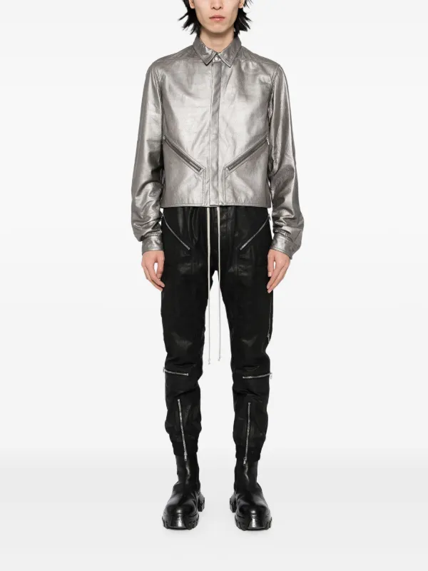 RICK OWENS シャツジャケット Rick Owens Outershirt レザーシャツジャケット | グレー