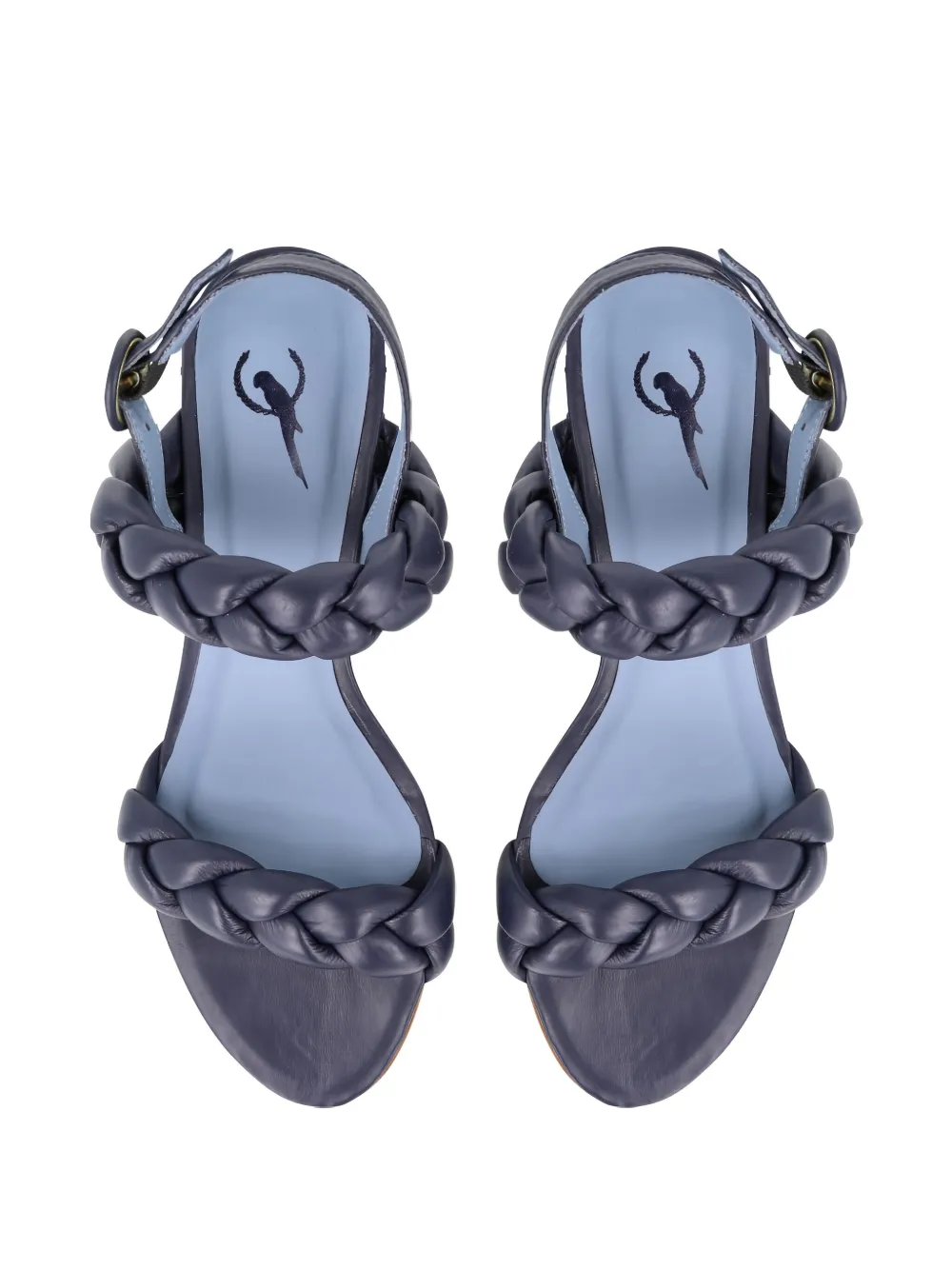 Blue Bird Shoes Sandalen met gevlochten bandje en blokhak Blauw