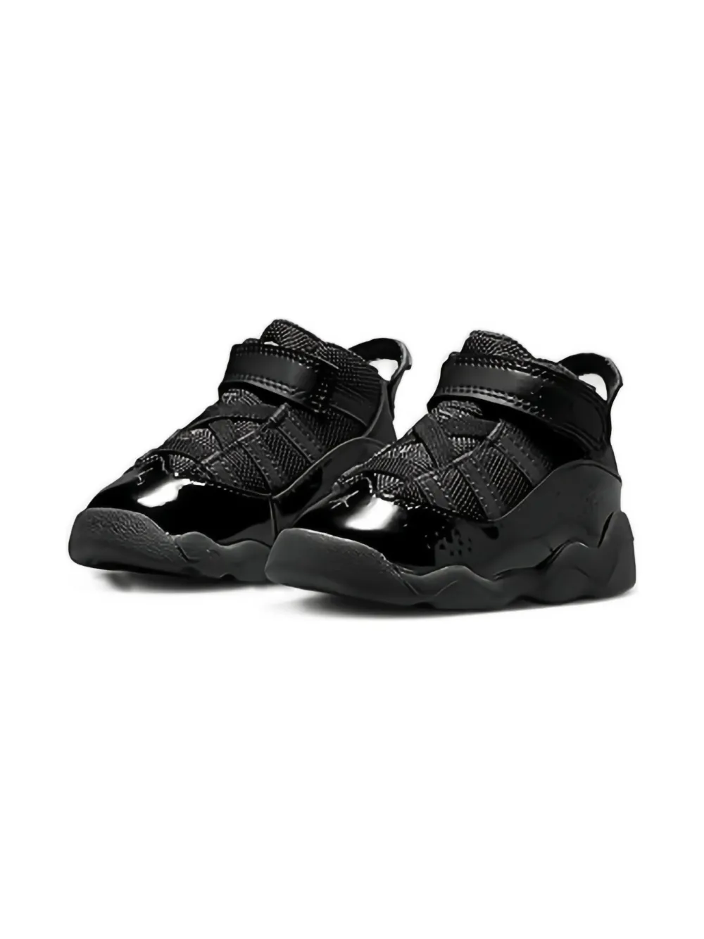 Jordan Kids patent-leather strap trainers Zwart