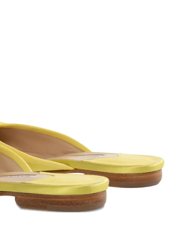 MANOLO BLAHNIK SIEMU ミュール 36 グリーン MANOLO BLAHNIK - マノロブラニク ハンギシ サテン×レザー