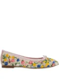 Manolo Blahnik embroidered floral ballerina shoes - Pink