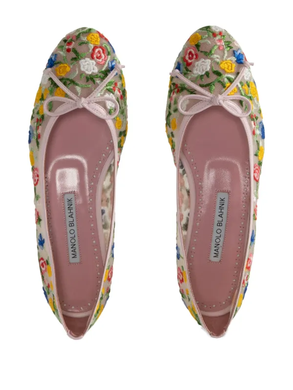 MANOLO BLAHNIK ピンクベロア　フラットシューズ 37.5 マノロブラニク ピンクベロア フラットシューズ 37.5