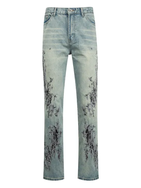 Who Decides War scratched cotton jeans