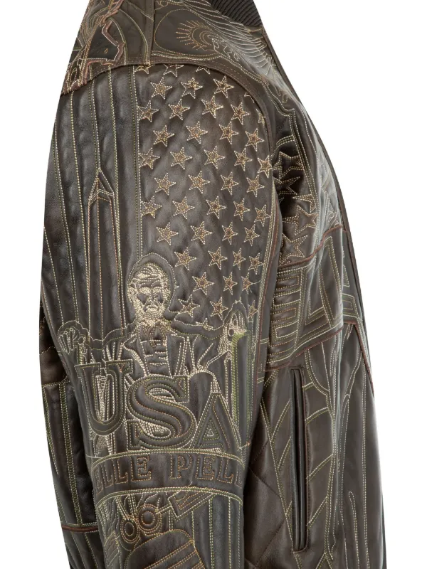 Who Decides War x PP Monument Leather Jacket Brown FARFETCH GR