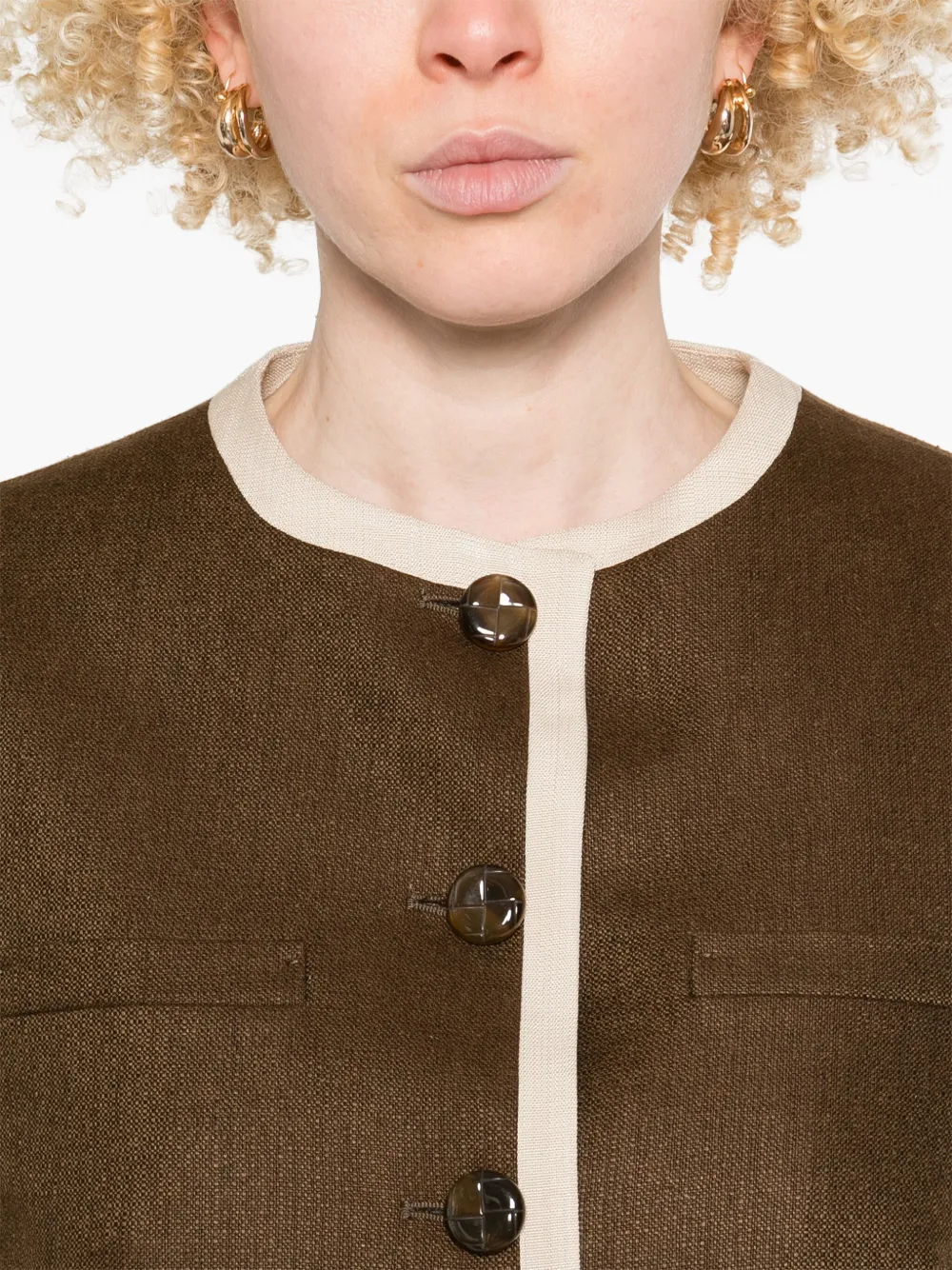 Blazé Milano Contrast-trim Jacket In Brown