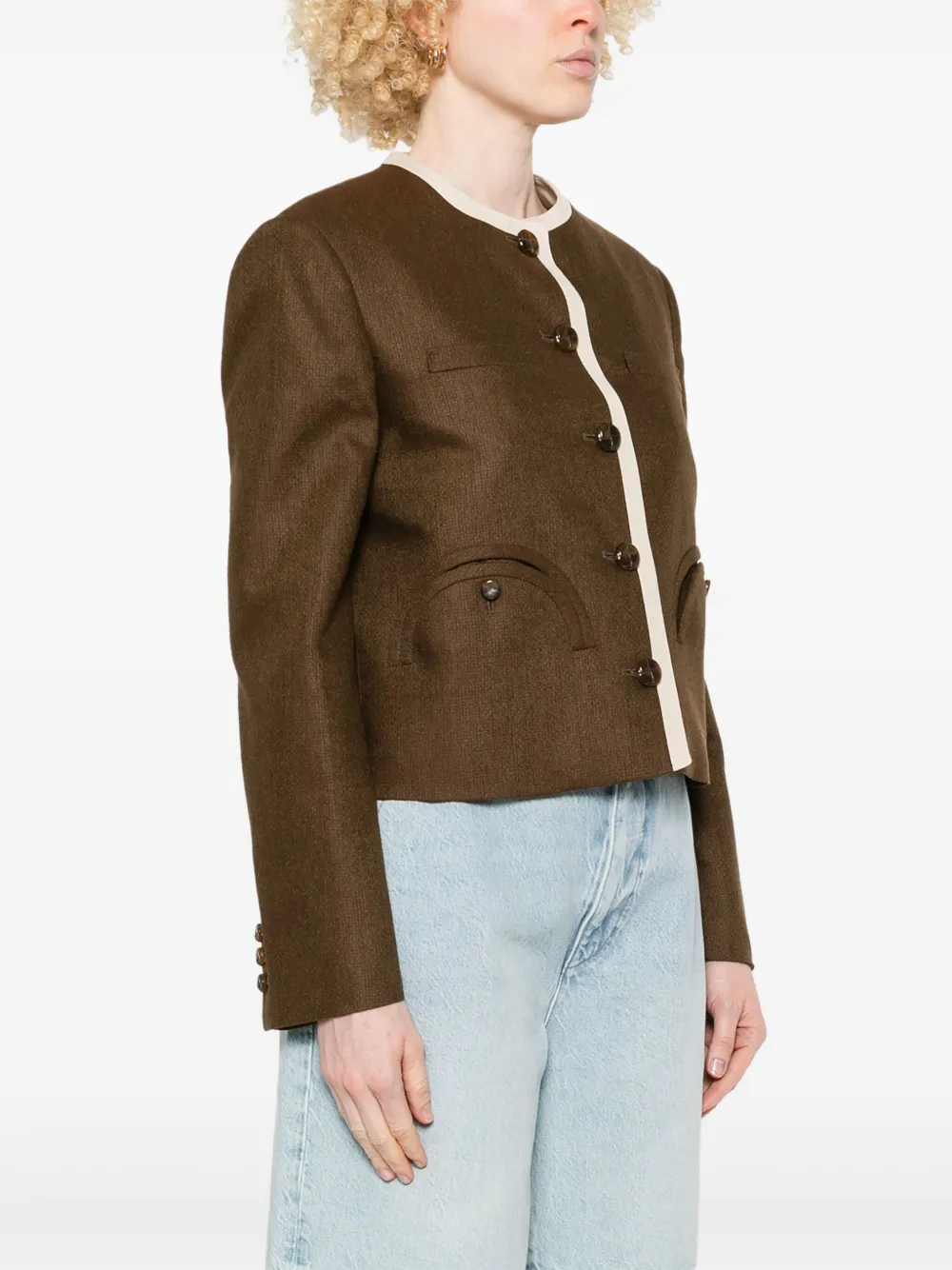 Blazé Milano Contrast-trim Jacket In Brown
