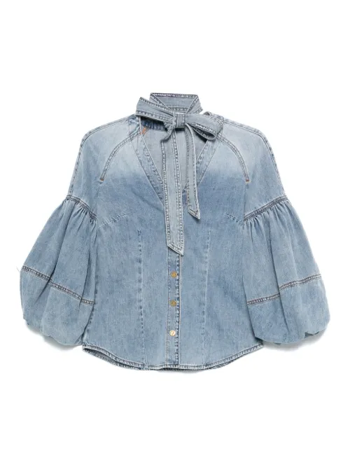 Blouse en jean à détail noué - ZIMMERMANN - Modalova