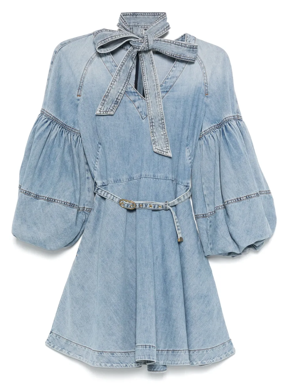 ZIMMERMANN tie-neck denim mini dress | Blue | Image 1