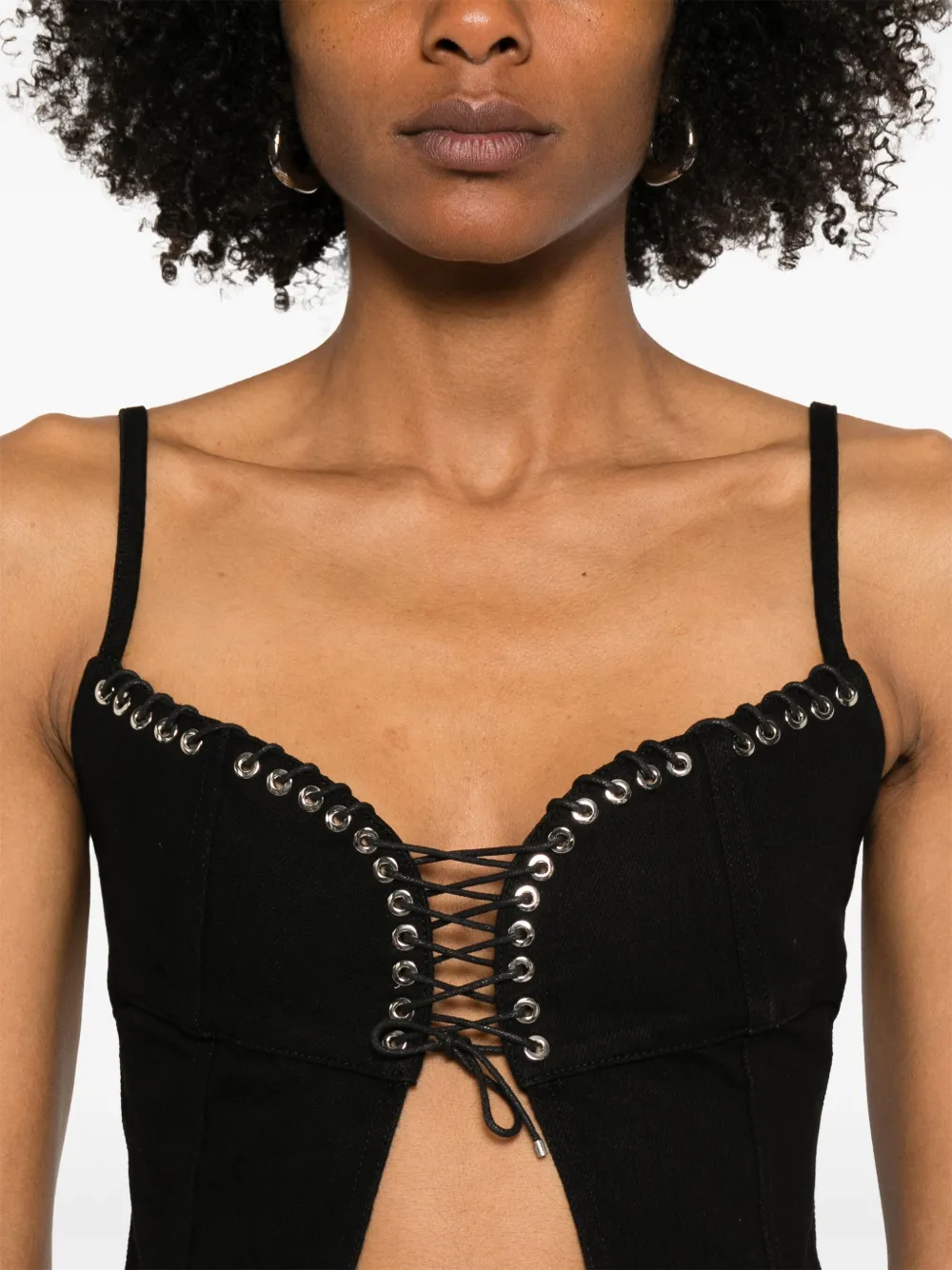 Ludovic de Saint Sernin New Eyelet Cleavage top Zwart