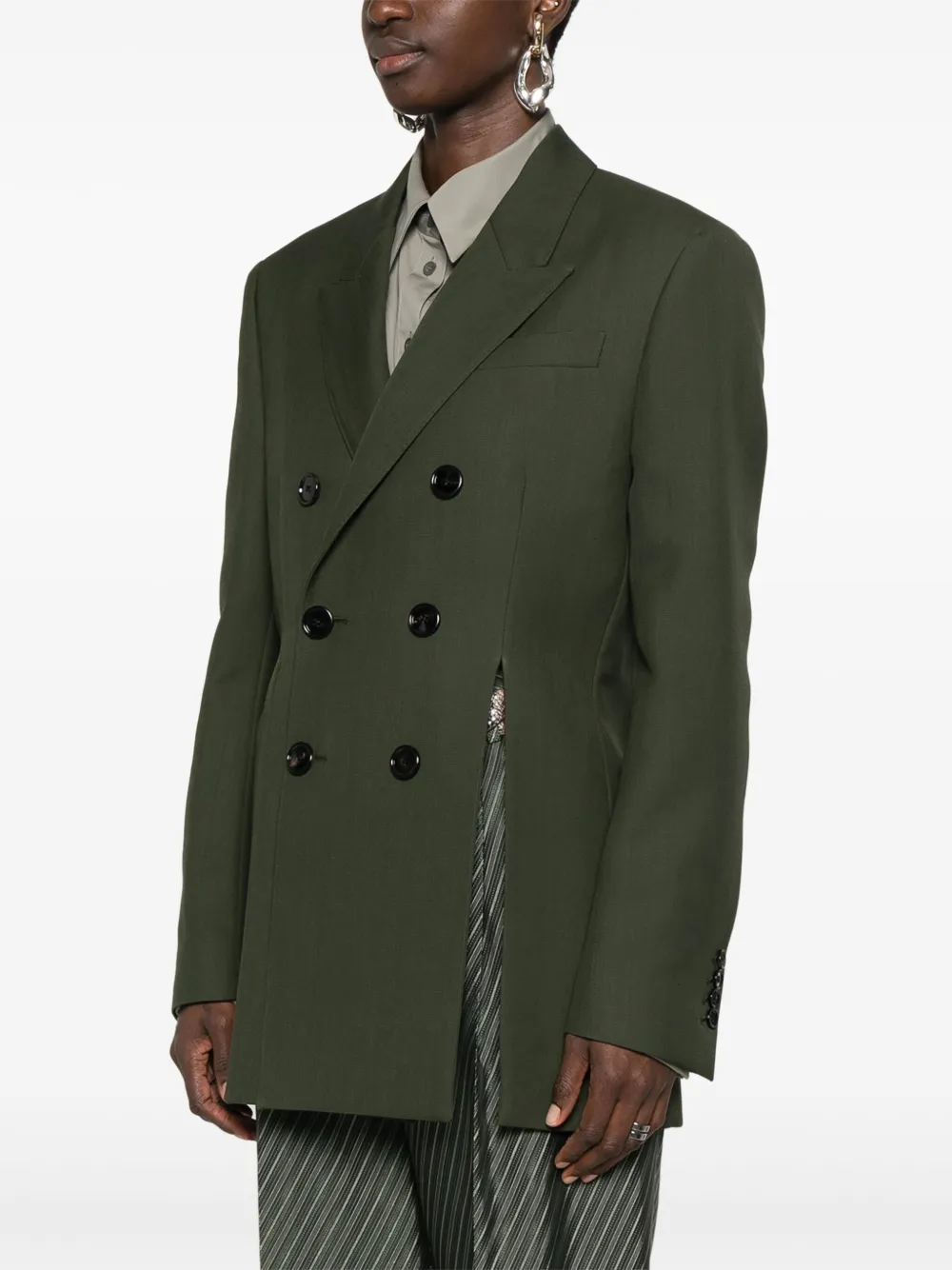 AMI Paris Blazer met split Groen