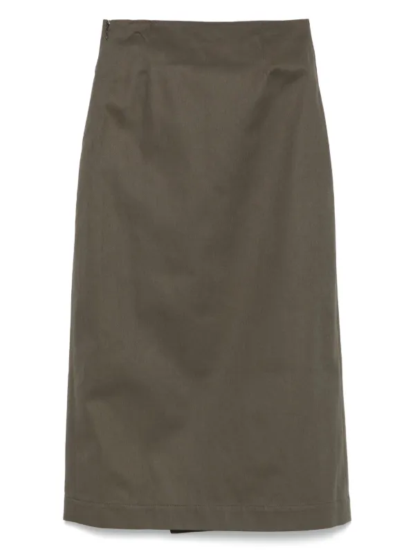 Velours & lace midi skirt (khaki) - MARGE Online Shop