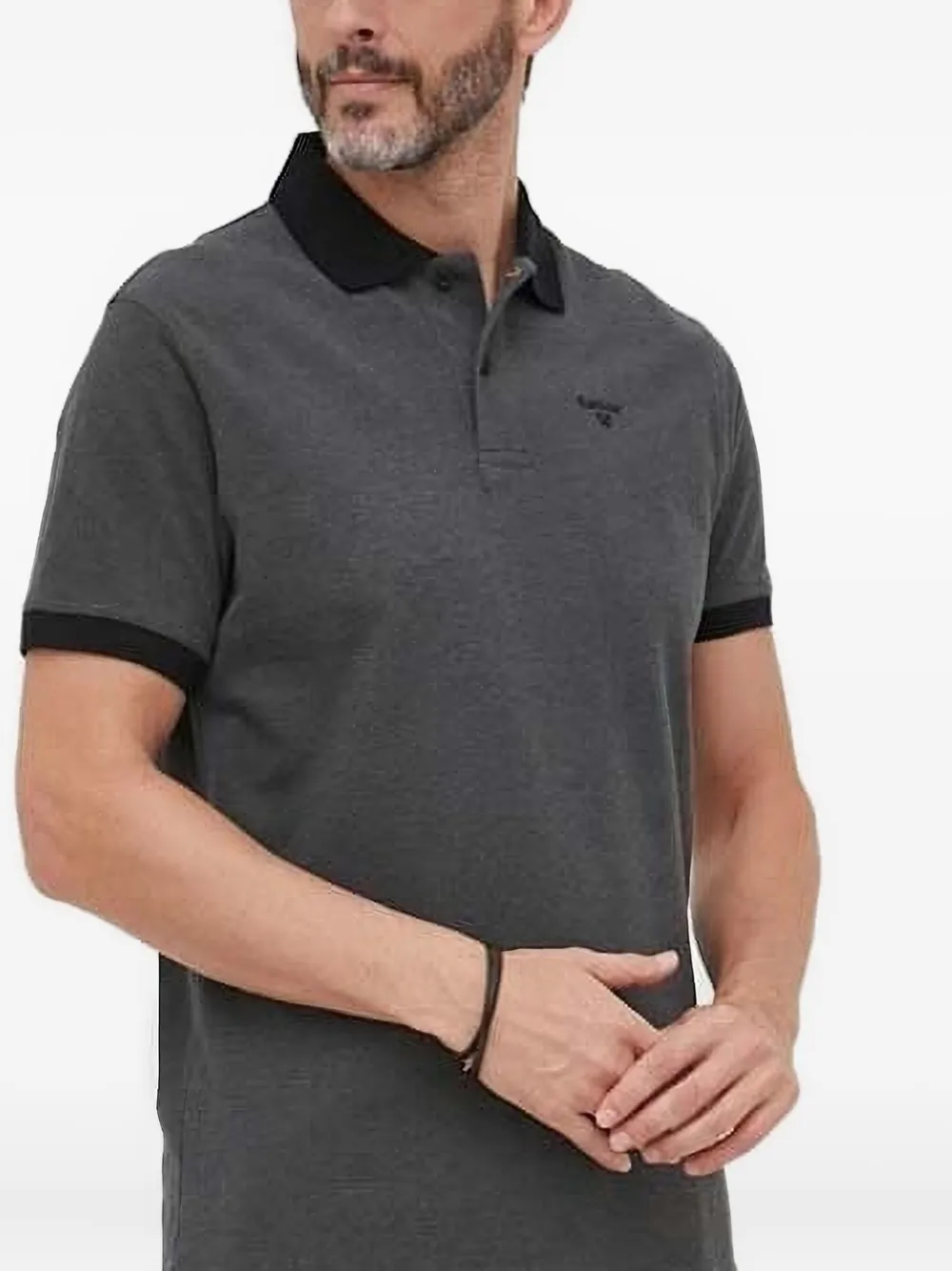 Barbour contrast-collar polo shirt | Black | Image 1