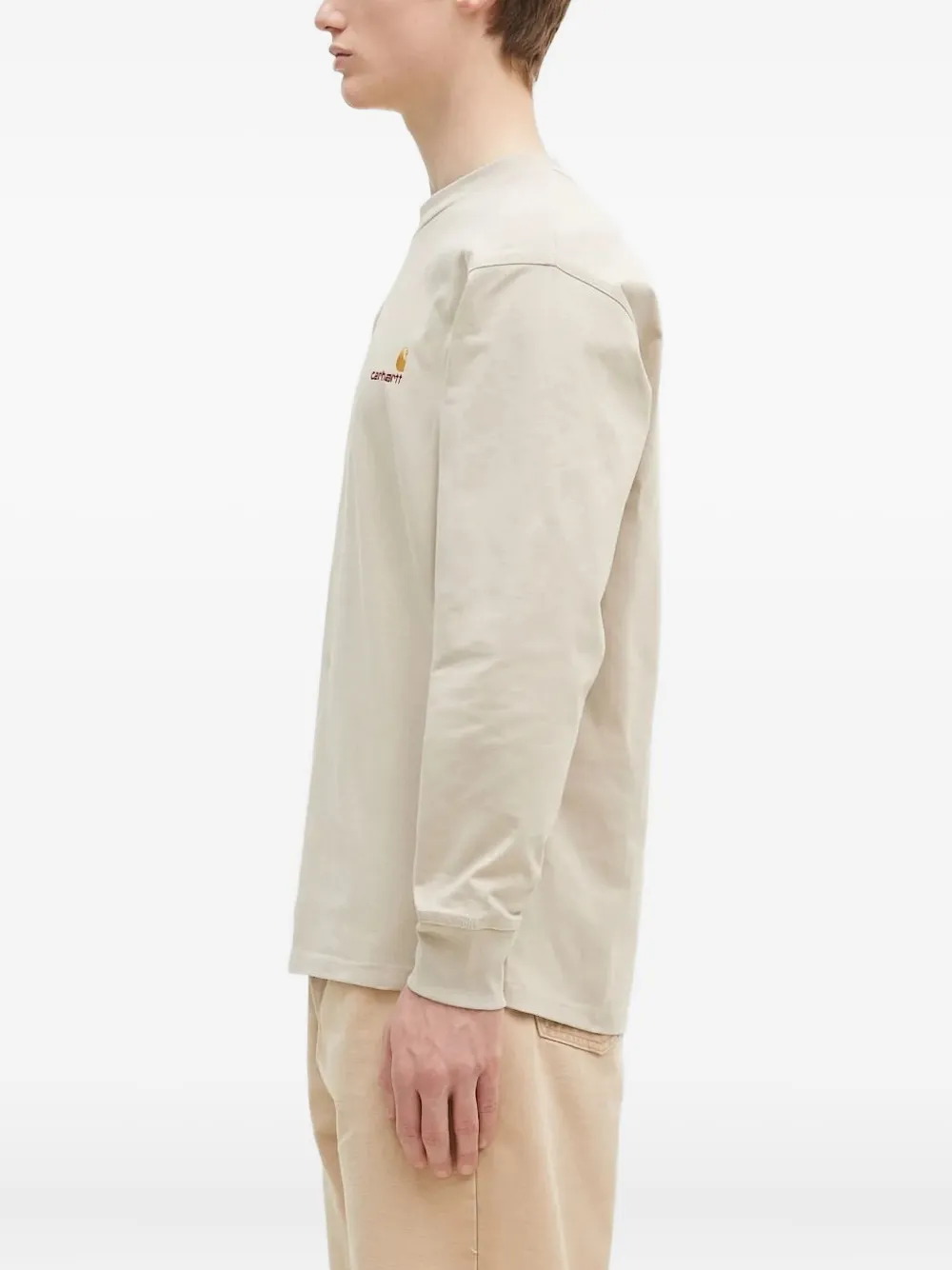 Carhartt WIP L/S American Script T-shirt met lange mouwen - Beige
