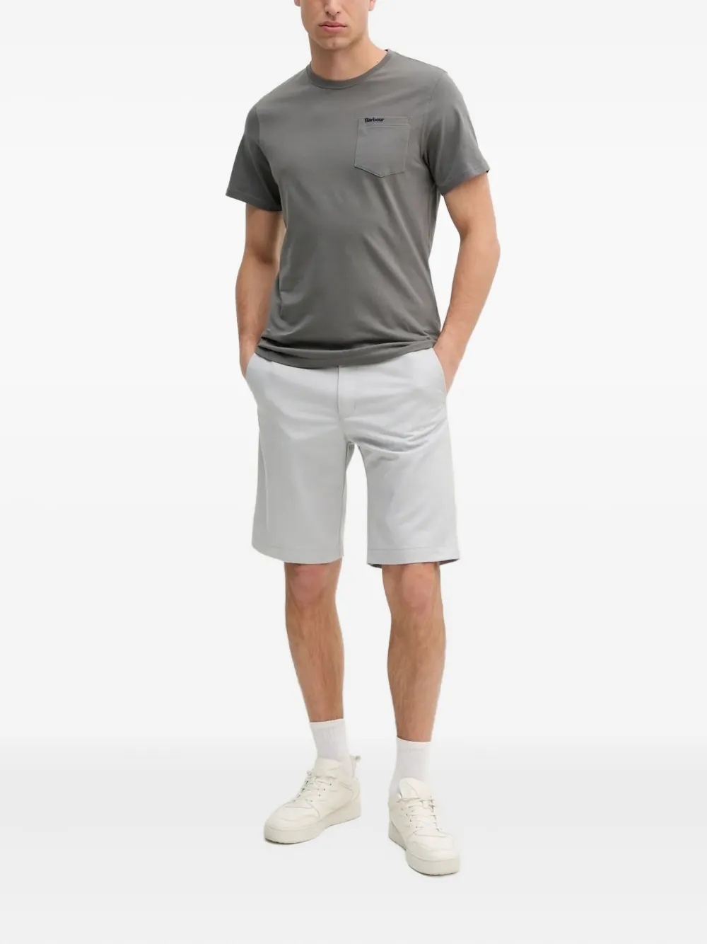 Barbour T-shirt met geborduurd logo - Grijs