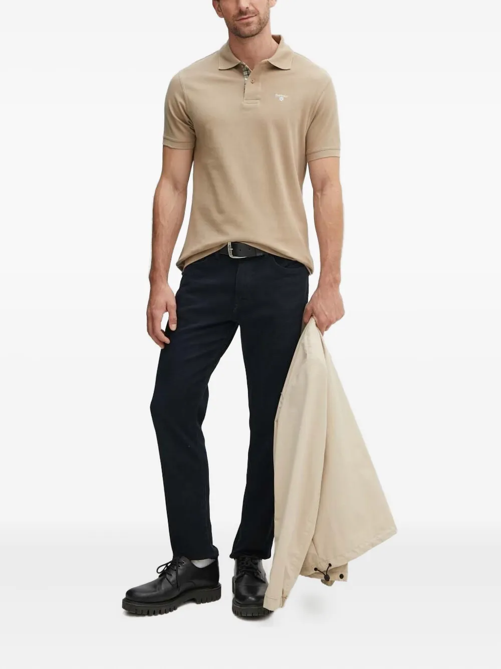 Barbour Poloshirt met geborduurd logo - Bruin