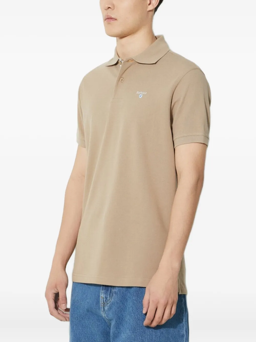 Barbour logo-embroidered polo shirt | Brown | Image 1