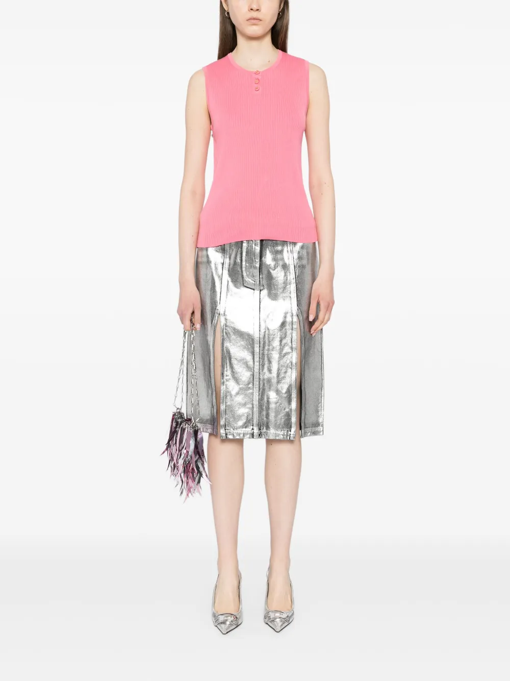 Pre-owned Chanel 1997 Ribbed Tank Top In Pink