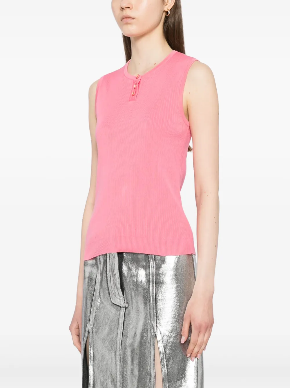 Pre-owned Chanel 1997 Ribbed Tank Top In Pink