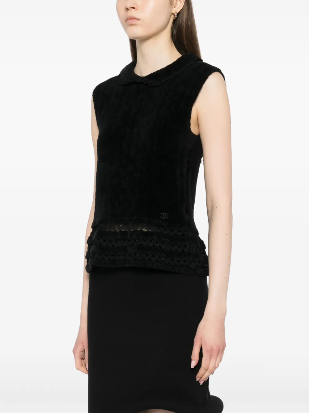 Pre-owned Chanel 2002 Sleeveless Top In Black