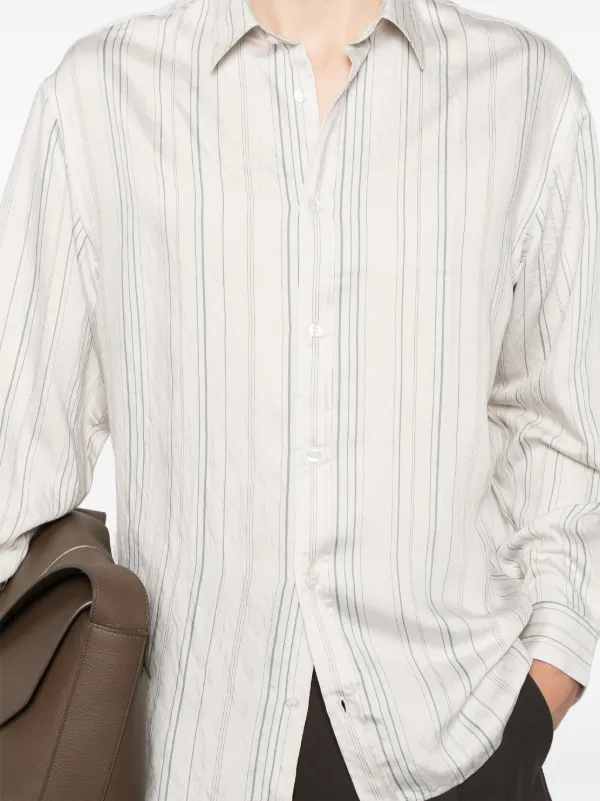Vintage 90s Armani Logo Pin Striped Black Mens Shirt